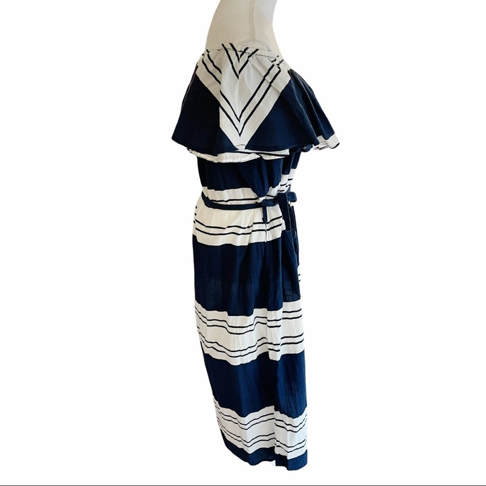 Faithfull the Brand Navy Stripe Majorca Tiered Dress 4 - Picture 6 of 12